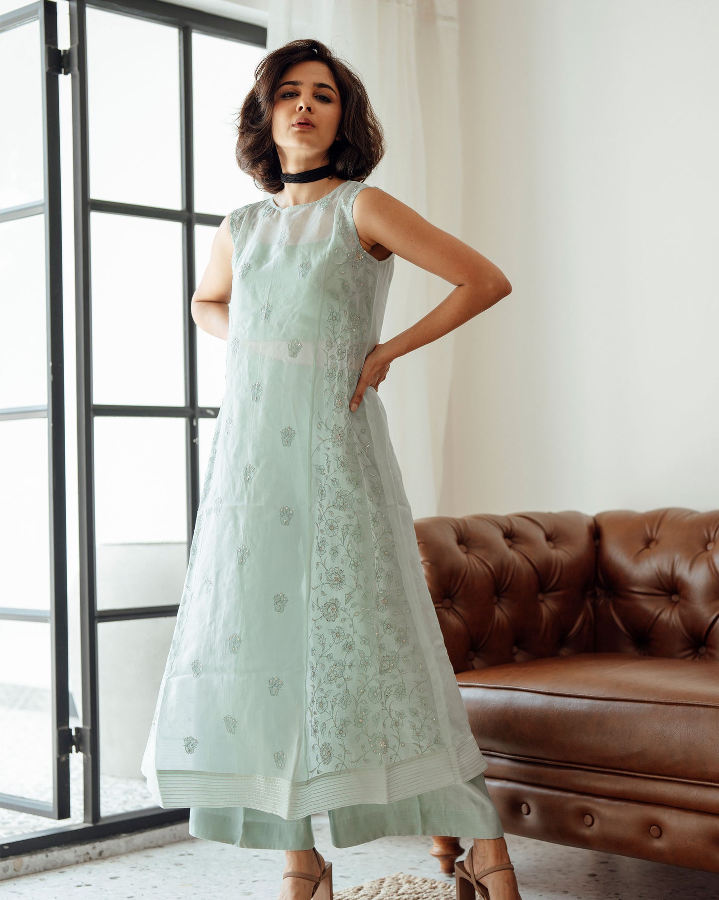 PASTEL BLUE VISCOSE ORGANZA CO - ORD SET