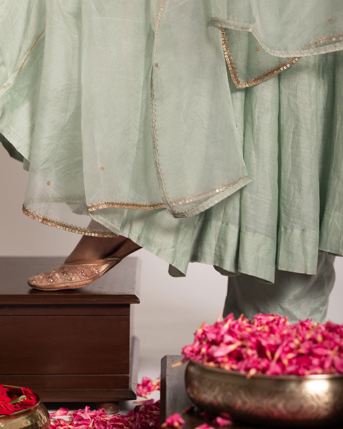 Aqua green shade salwar set with refreshing tones and elegant design, crafted for a vibrant yet graceful ethnic statement.