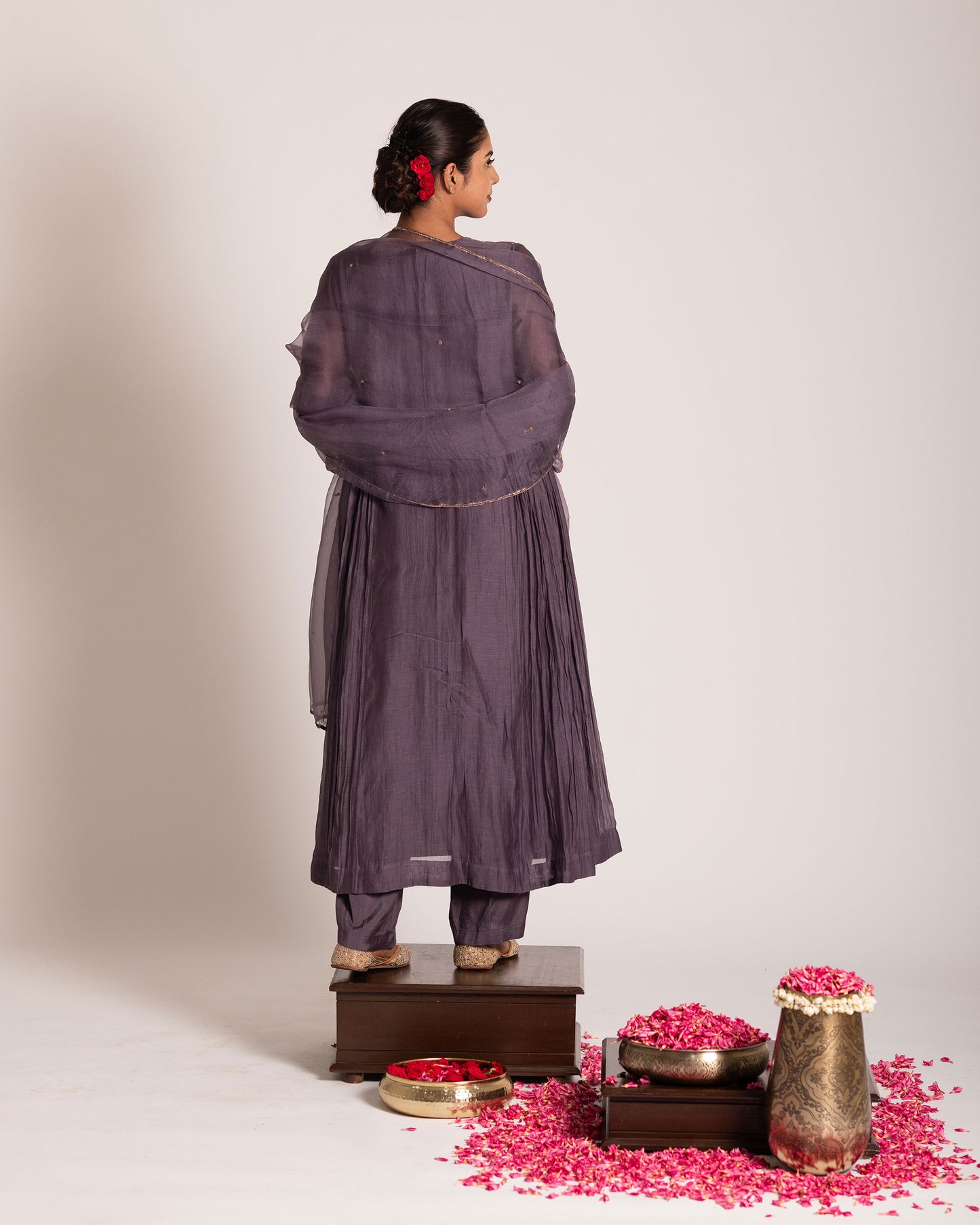 Arctic dusk salwar set with cool muted tones and refined elegance, crafted for a contemporary yet timeless ethnic look.