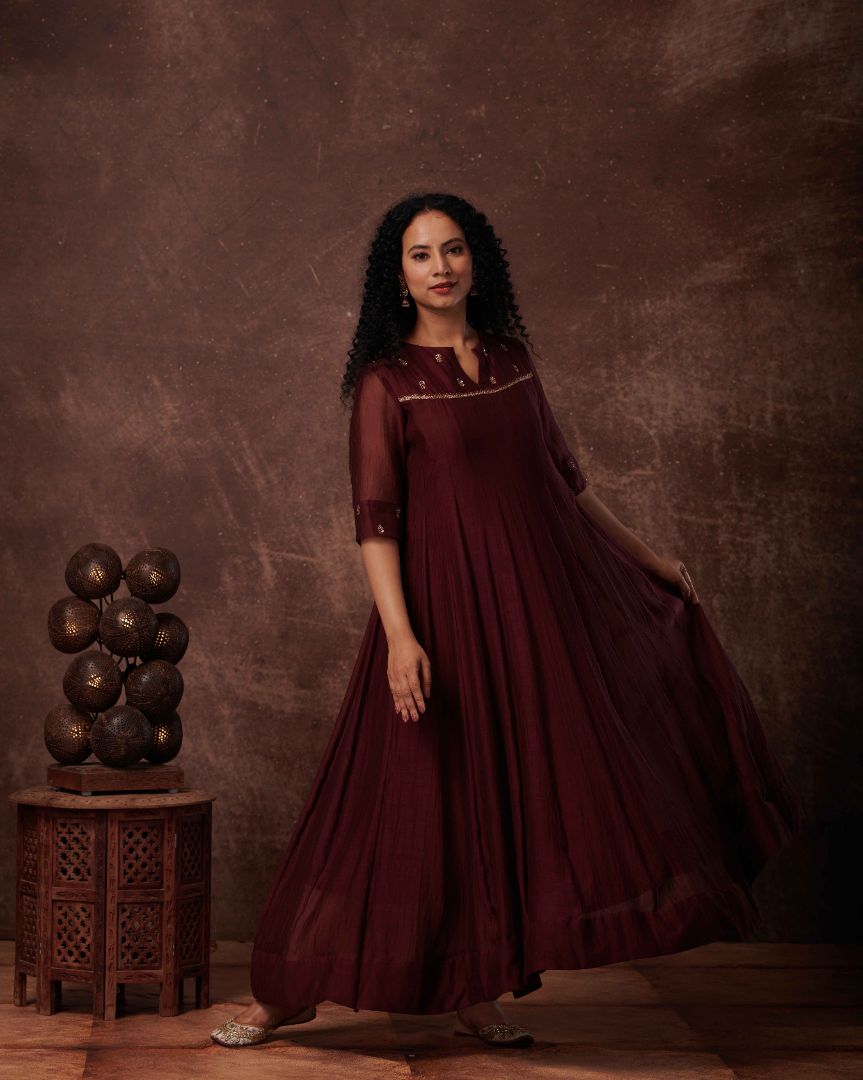 SALWAR SET IN WINE RED