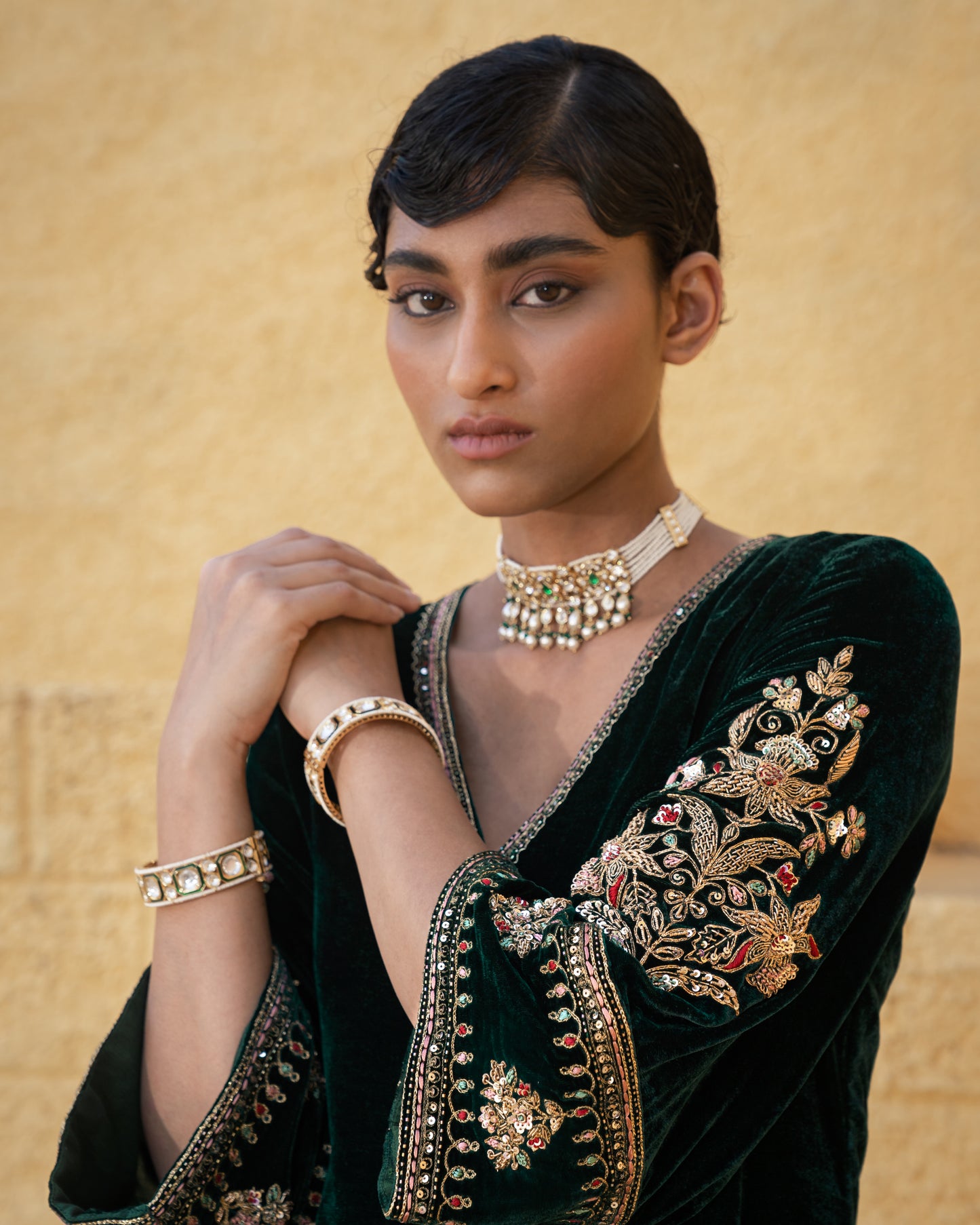 DARK GREEN SHARARA SET