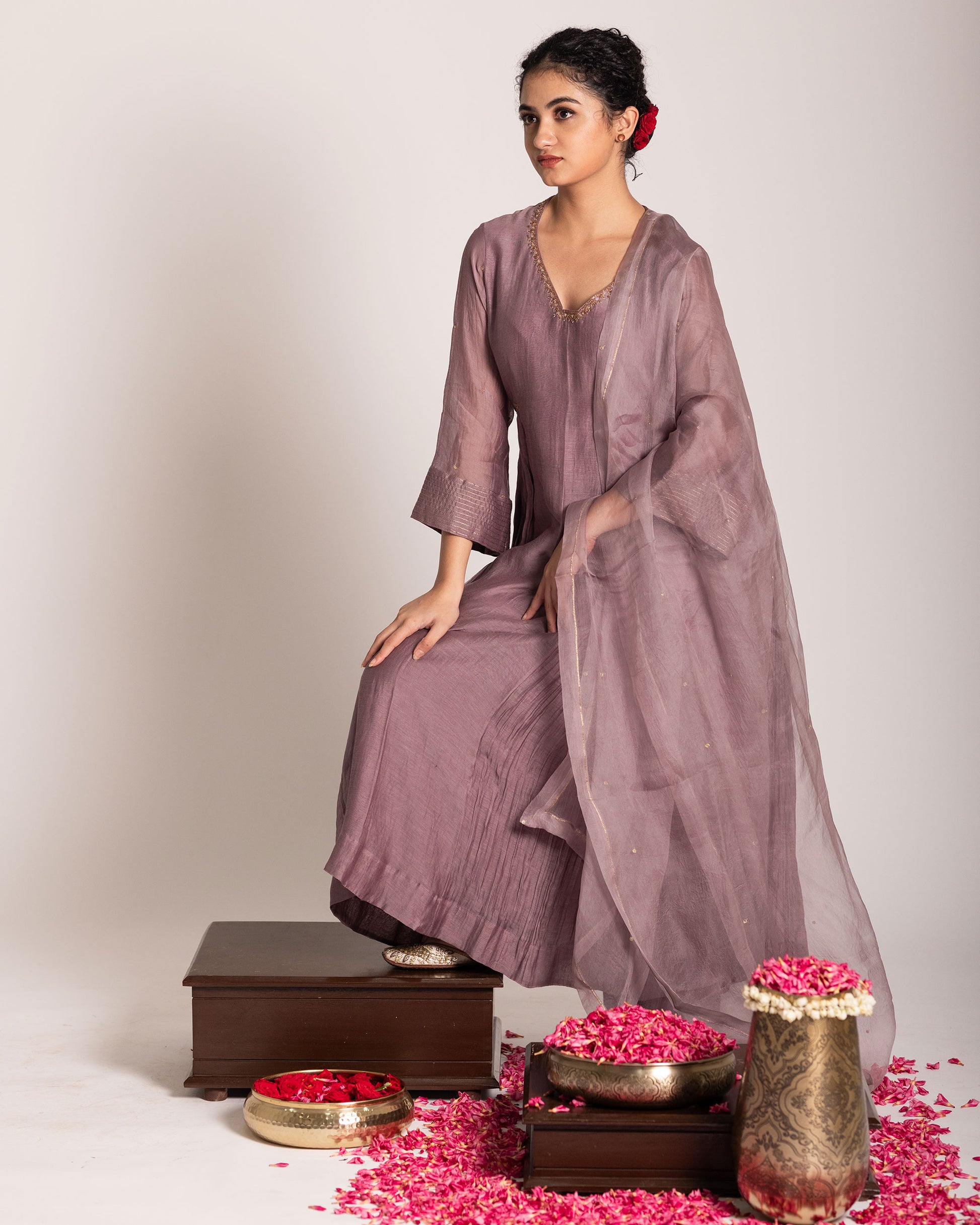 Purple haze salwar set with soft regal tones and elegant detailing, designed for a graceful and effortlessly sophisticated ethnic style.
