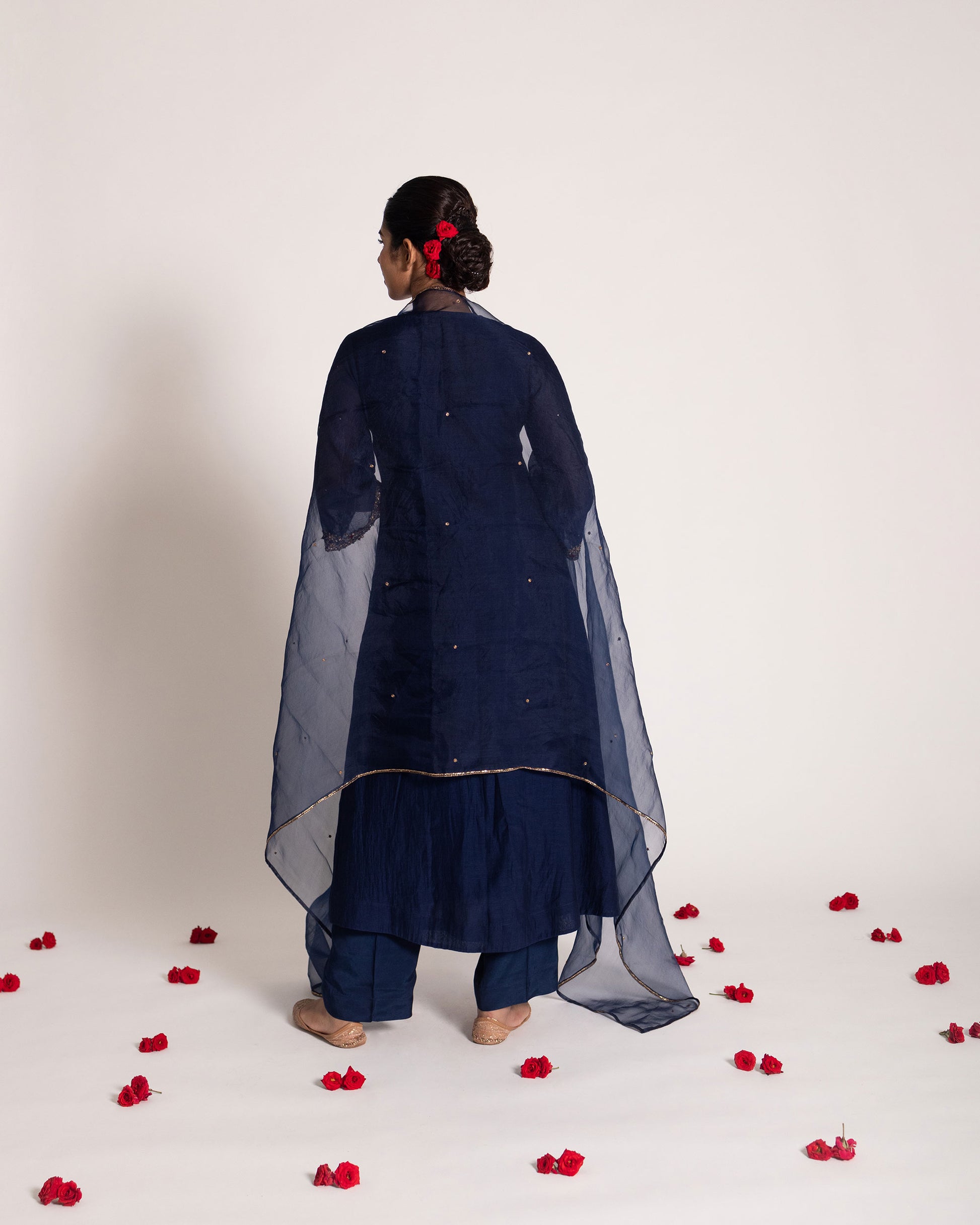 Navy blue salwar set with deep classic tones and timeless elegance, crafted for a sophisticated and effortlessly graceful ethnic ensemble.