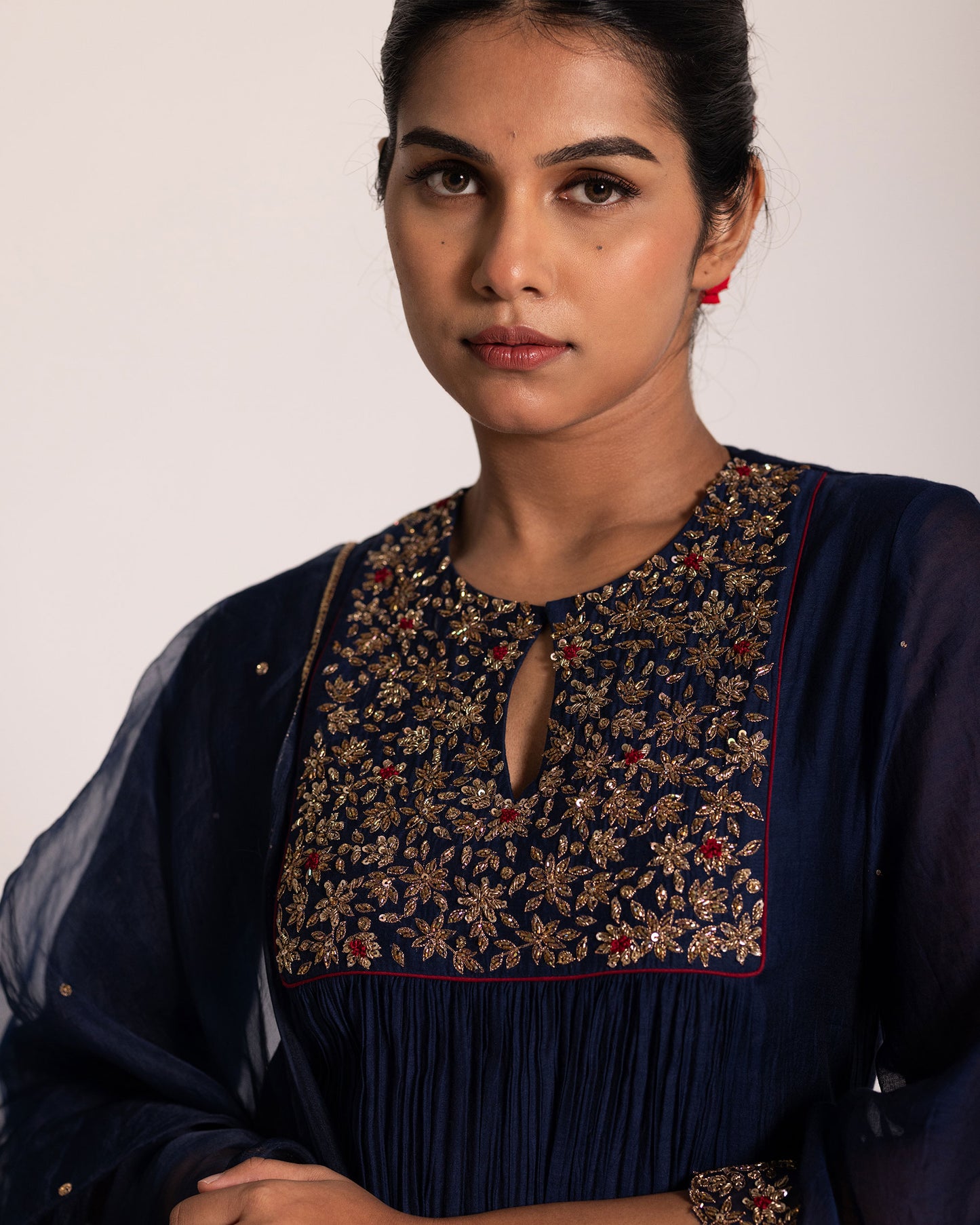 Navy blue salwar set with deep classic tones and timeless elegance, crafted for a sophisticated and effortlessly graceful ethnic ensemble.