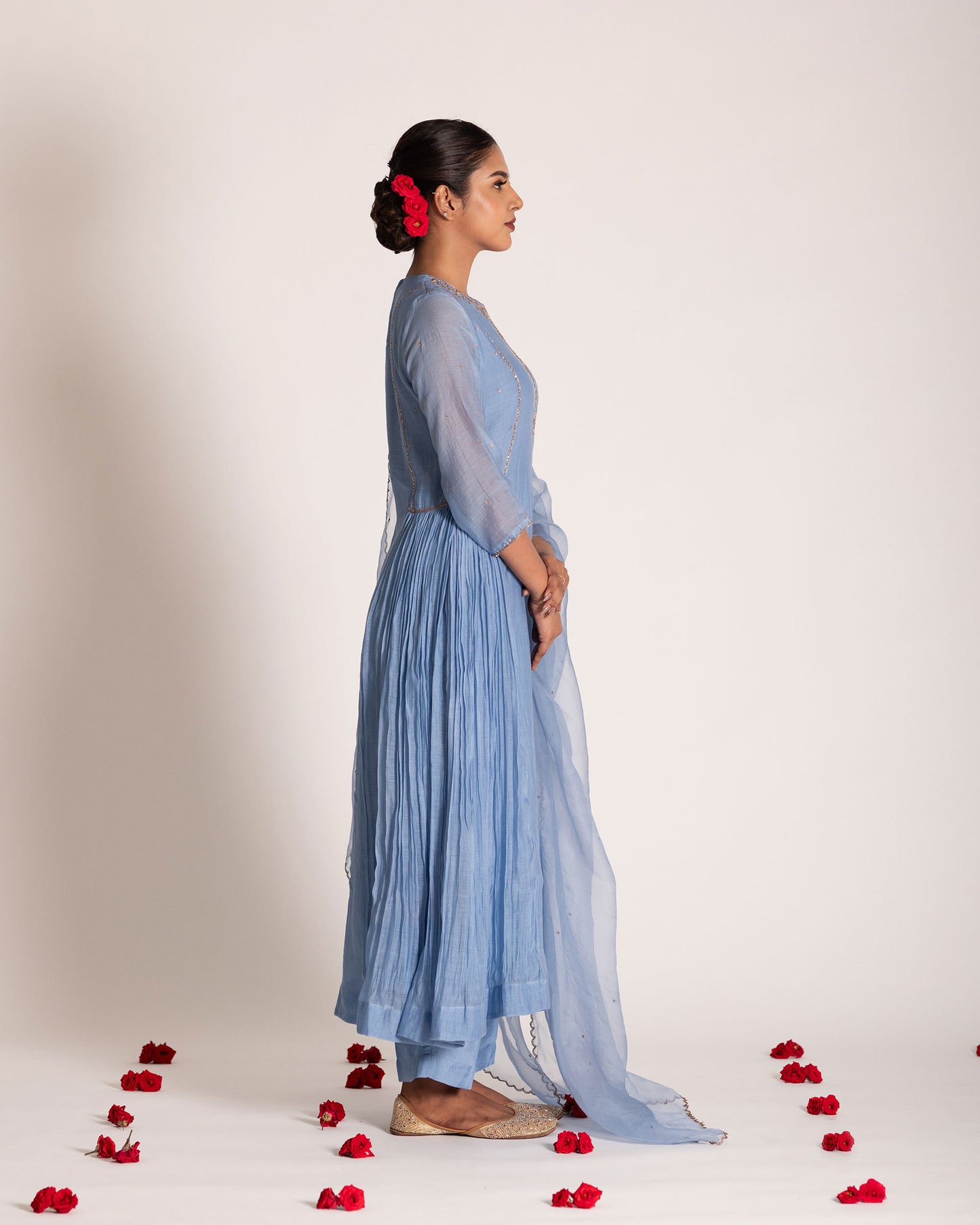 Powder blue salwar set with delicate pastel tones and refined elegance, designed for a serene and timeless ethnic look.