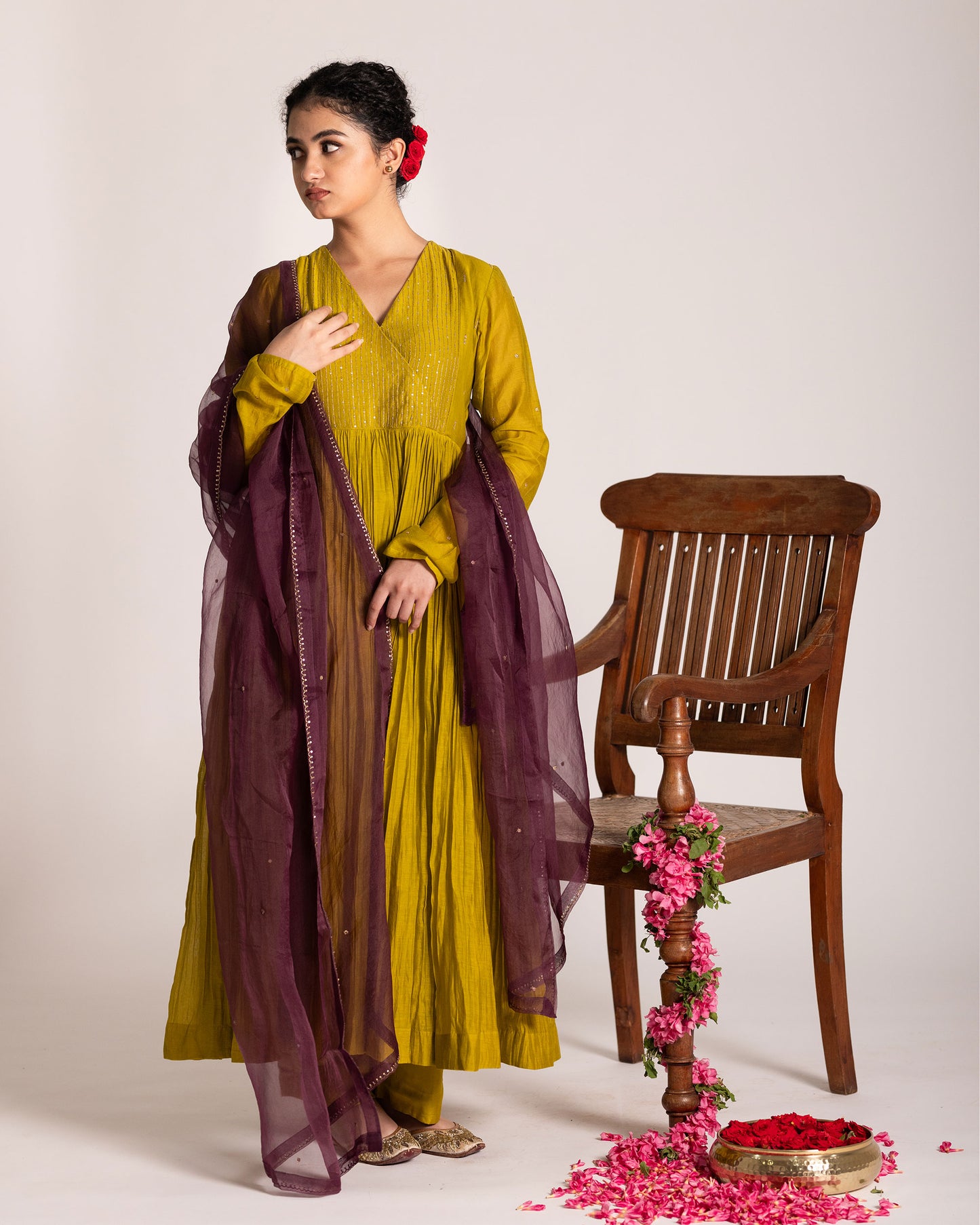 Sheen green and purple salwar set with vibrant dual-tone elegance and refined detailing, designed for a distinctive and graceful ethnic look.