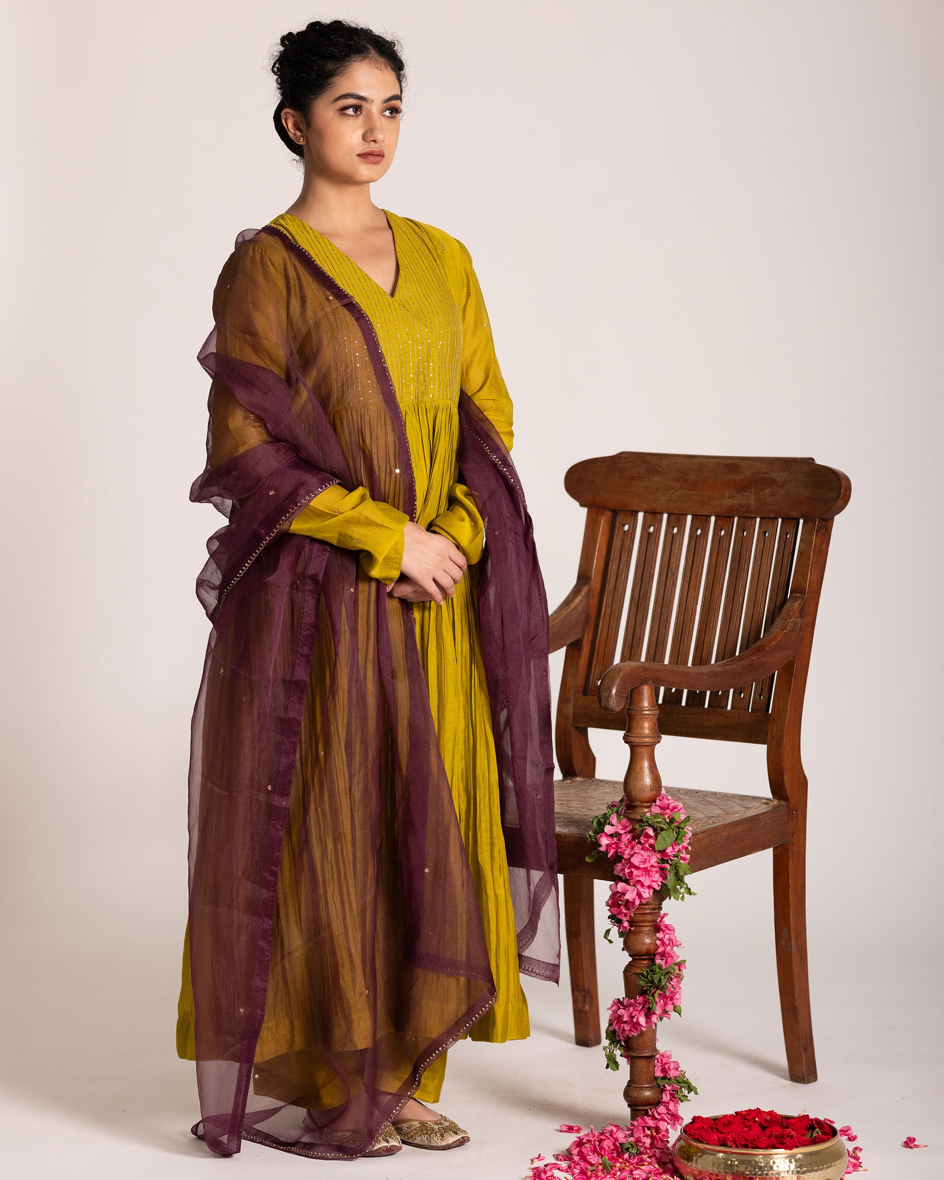 Sheen green and purple salwar set with vibrant dual-tone elegance and refined detailing, designed for a distinctive and graceful ethnic look.
