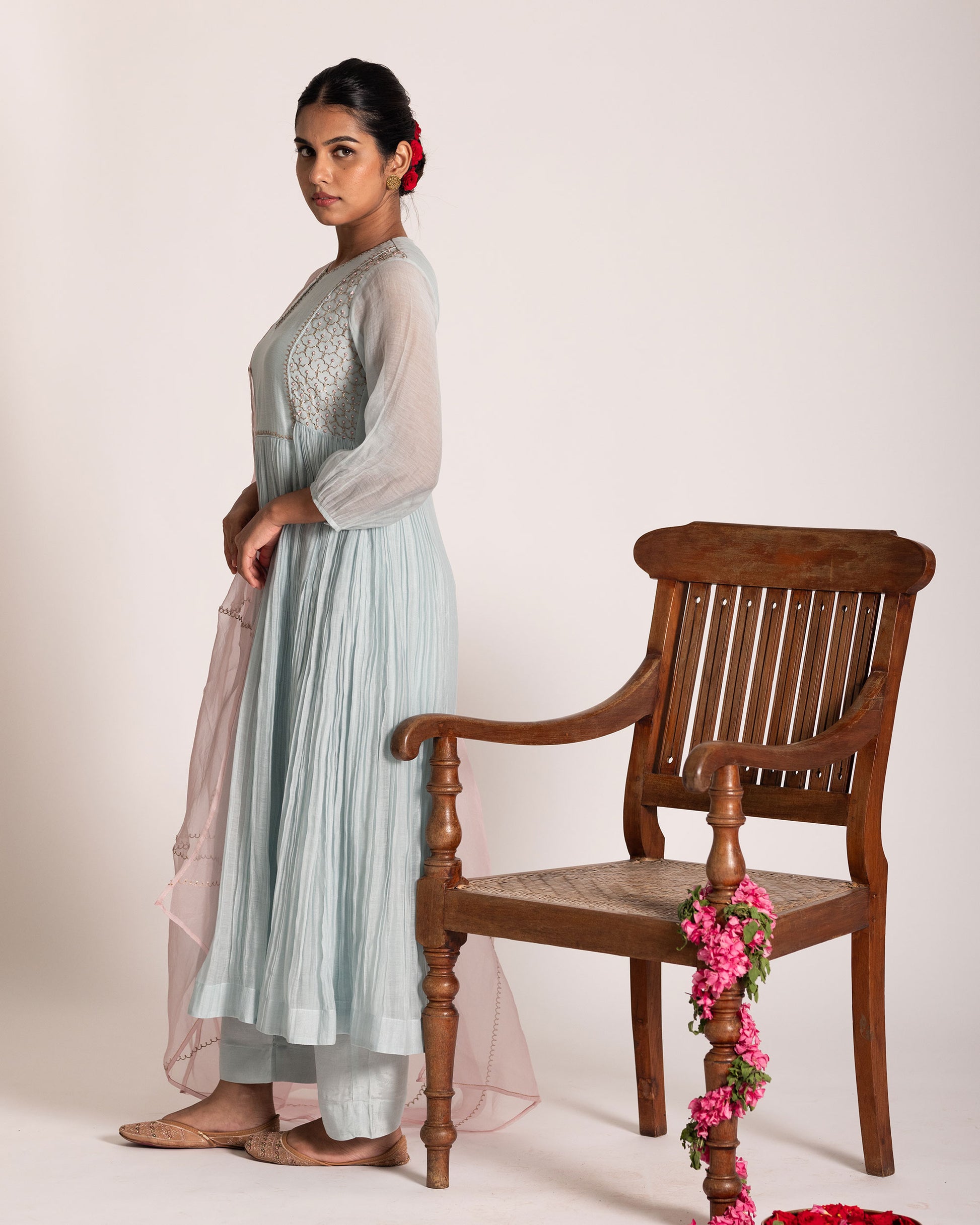 Spa blue salwar set with serene hues and elegant styling, crafted for a refreshing and effortlessly graceful ethnic look.