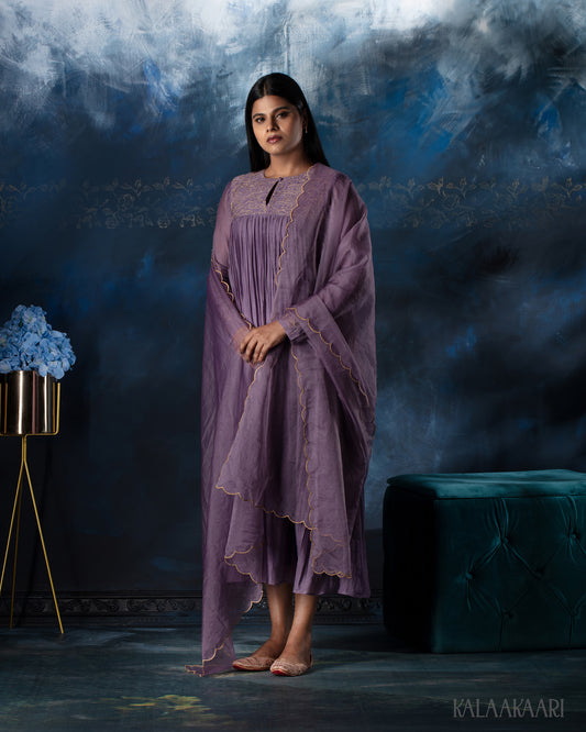 Purple haze embroidered salwar set with delicate embellishments and graceful design, perfect for a regal and elegant ethnic statement.