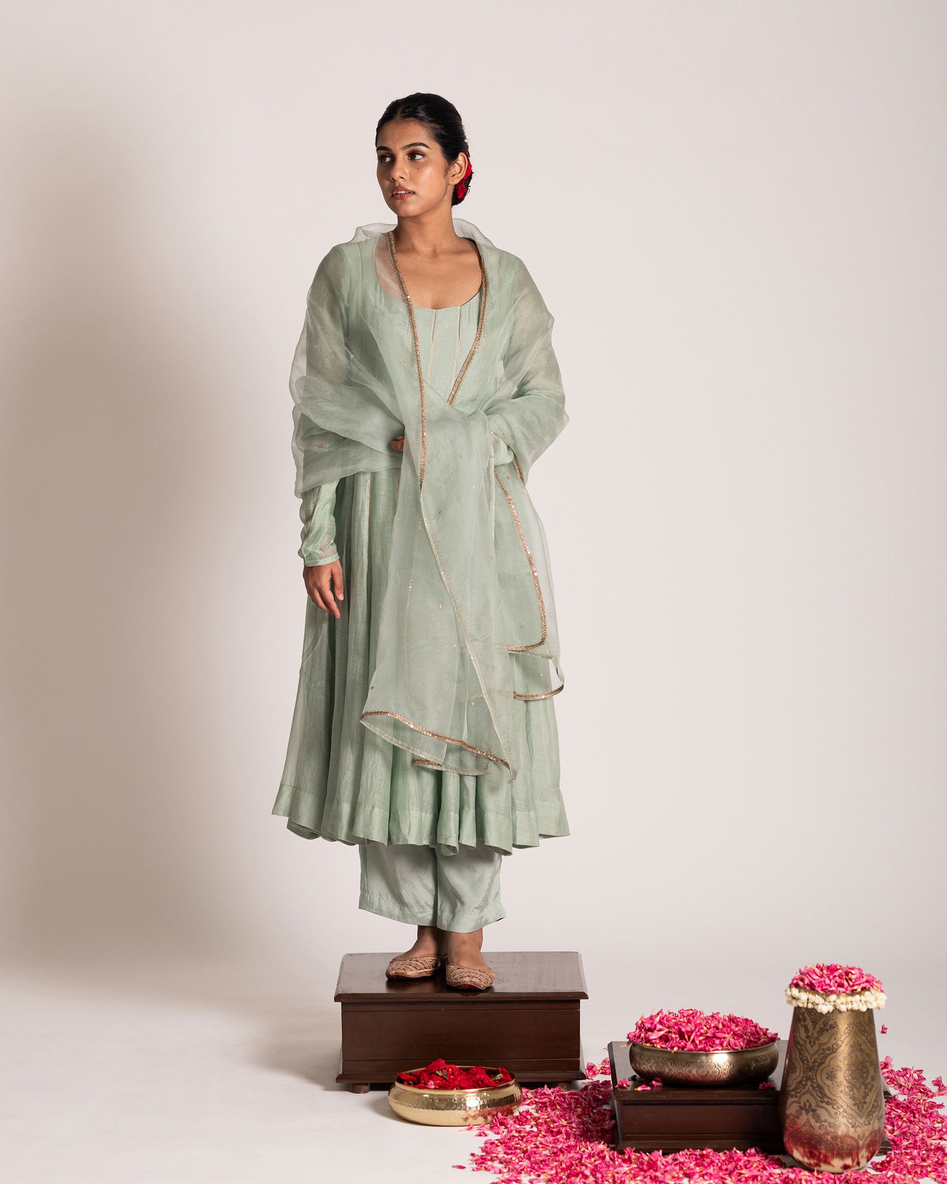 Aqua green shade salwar set with refreshing tones and elegant design, crafted for a vibrant yet graceful ethnic statement.