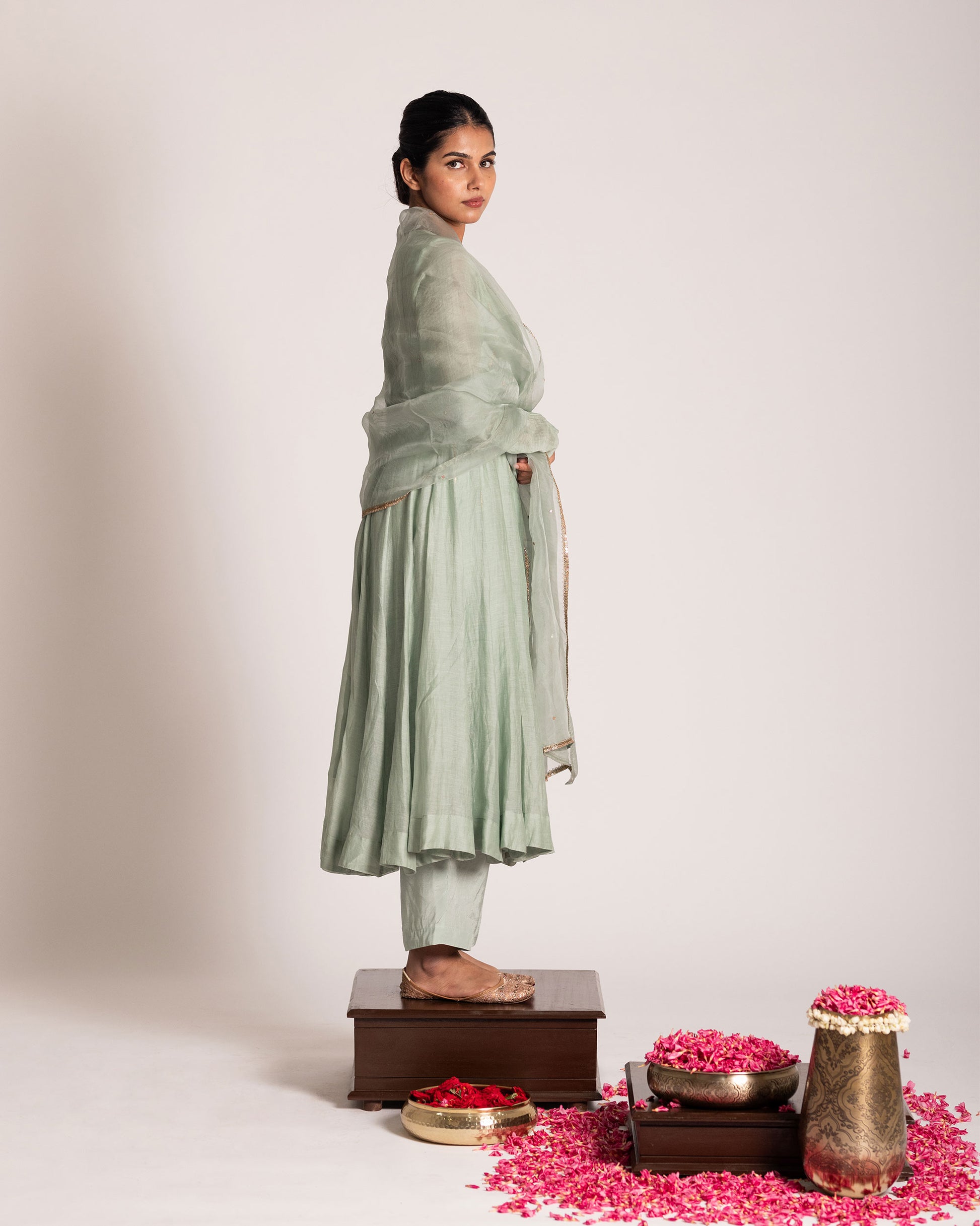 Aqua green shade salwar set with refreshing tones and elegant design, crafted for a vibrant yet graceful ethnic statement.