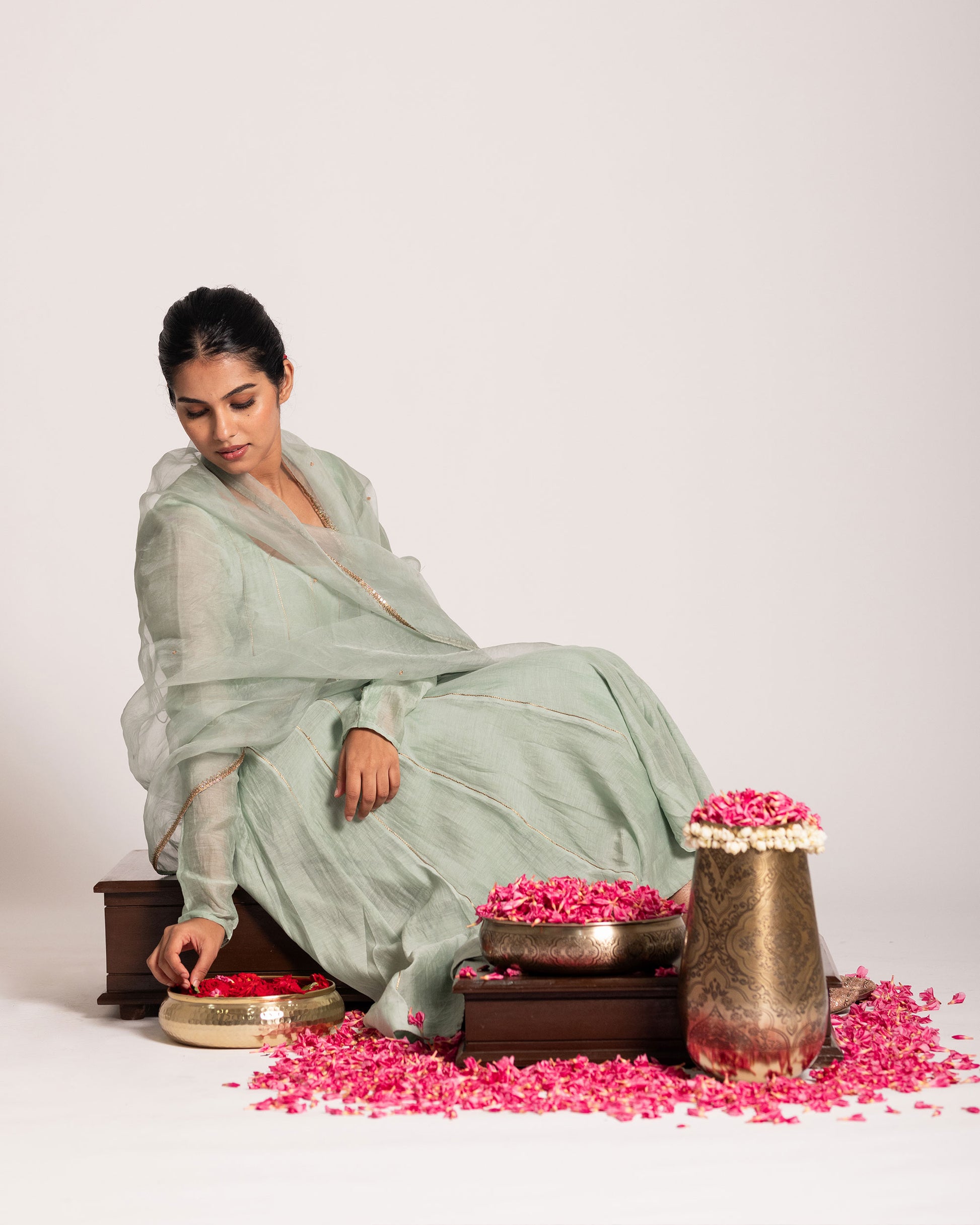 Aqua green shade salwar set with refreshing tones and elegant design, crafted for a vibrant yet graceful ethnic statement.