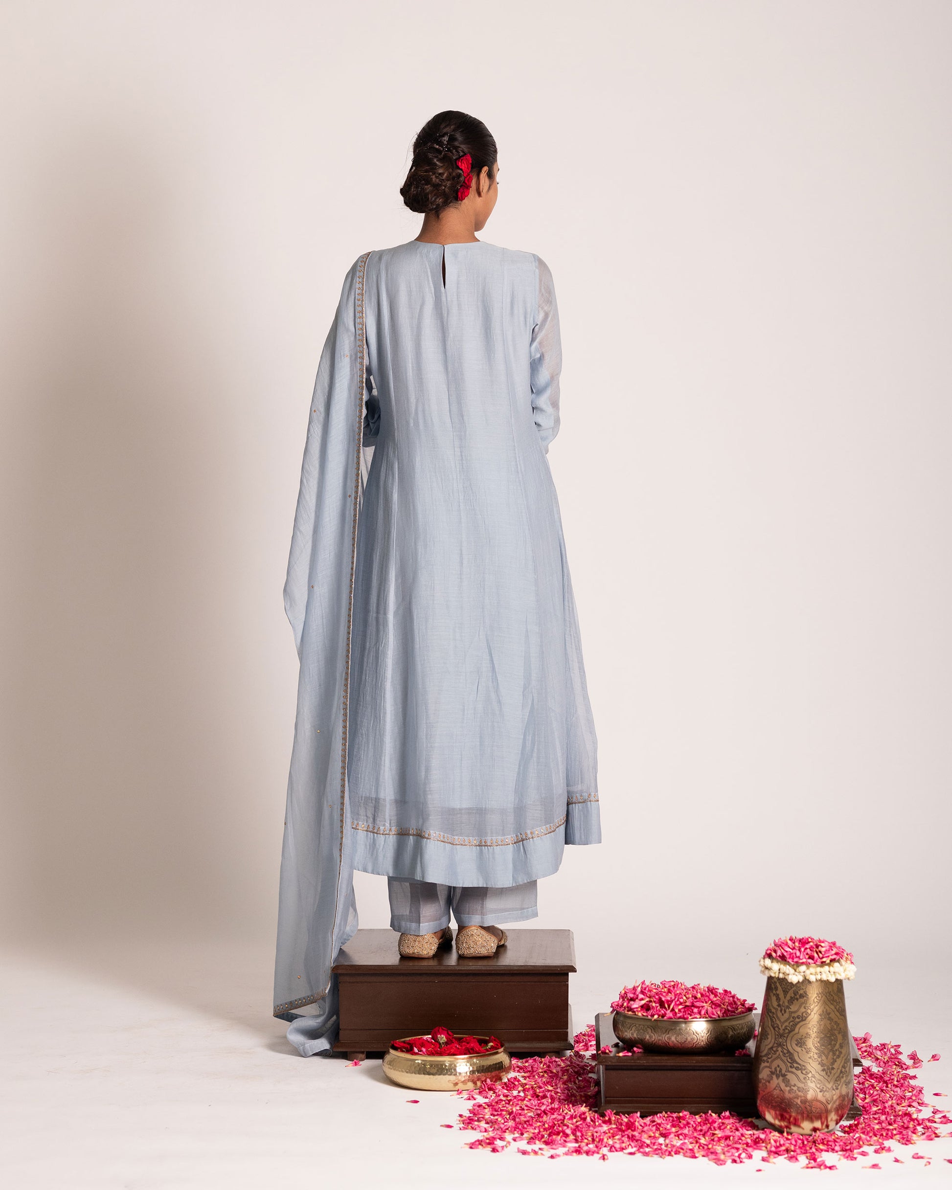 Pastel blue salwar set with soothing hues and elegant simplicity, crafted for a serene and effortlessly graceful ethnic look.