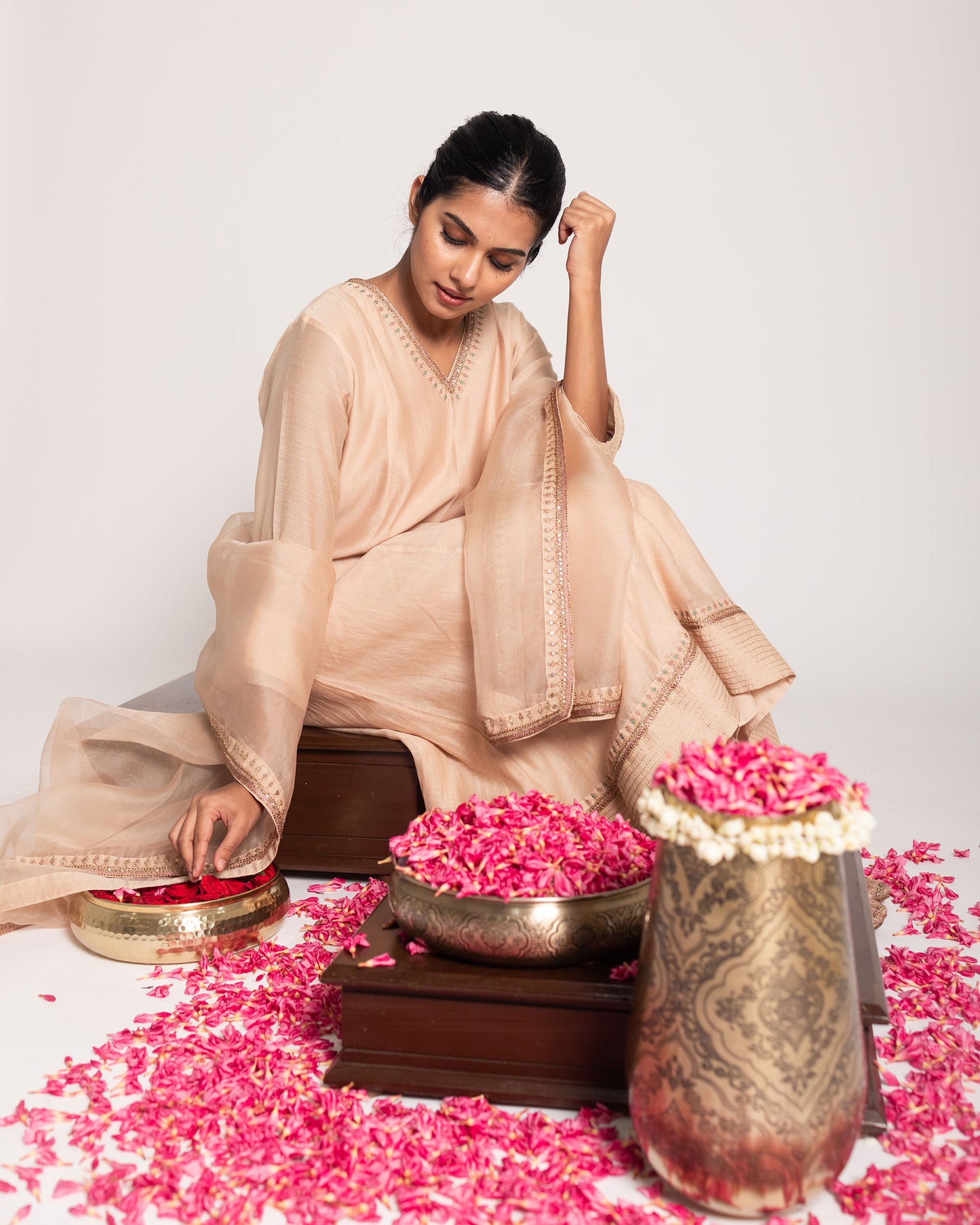 Butter cream salwar set with soft luminous tones and understated elegance, designed for a fresh, graceful, and timeless ethnic ensemble.