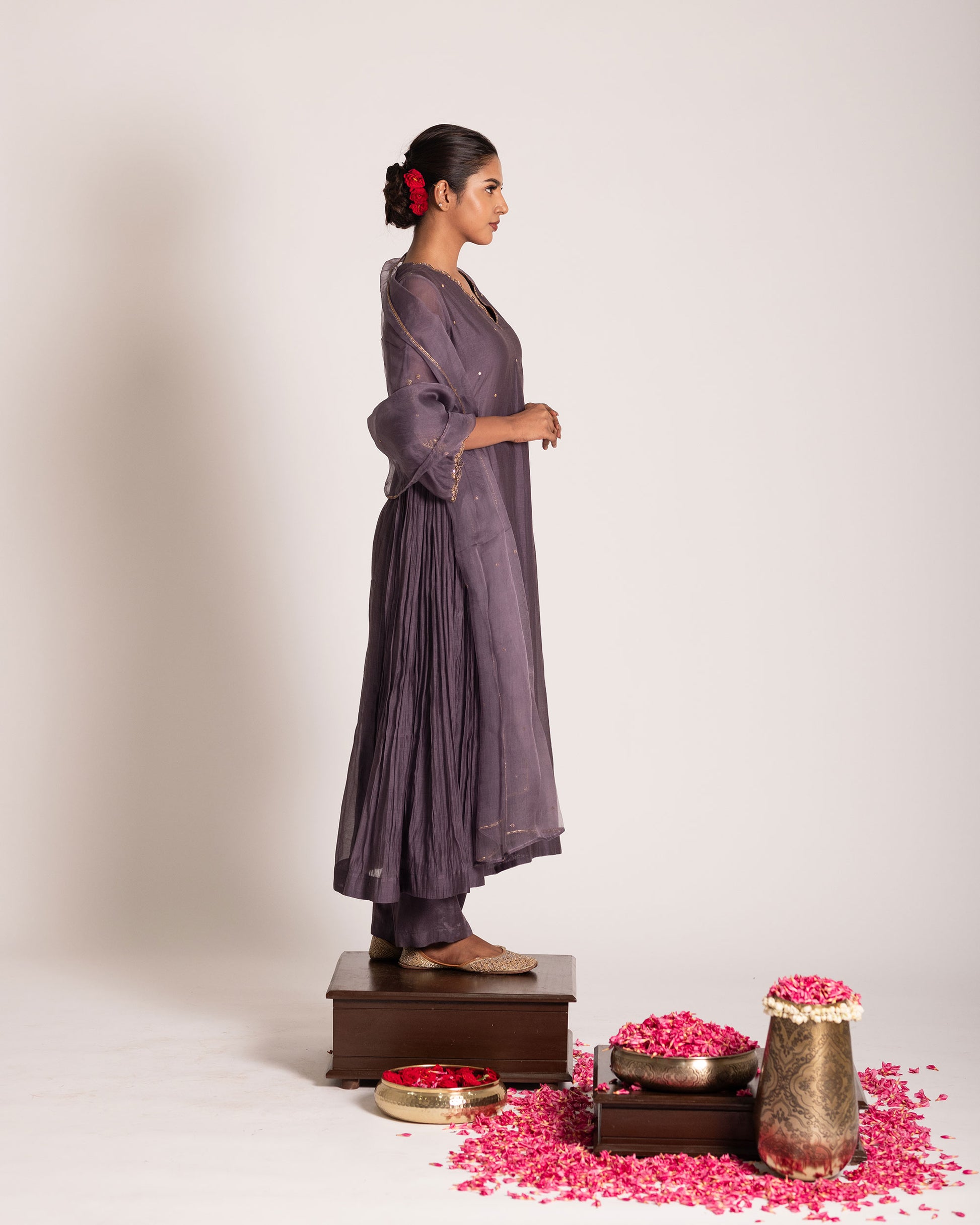 Arctic dusk salwar set with cool muted tones and refined elegance, crafted for a contemporary yet timeless ethnic look.