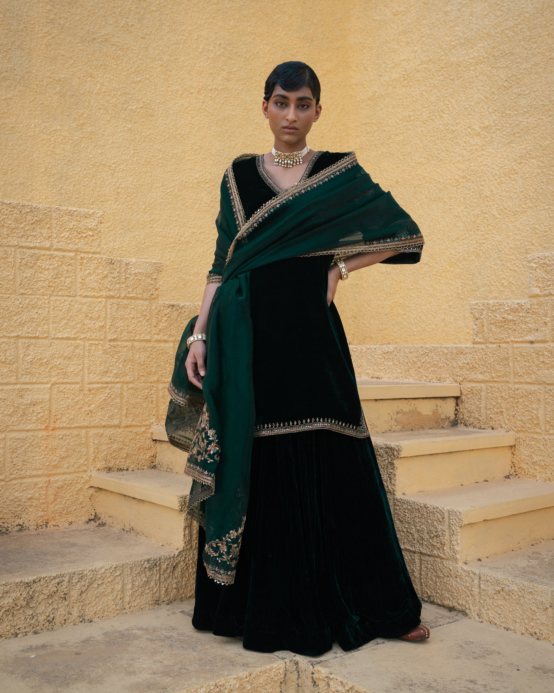 Dark Green Colour Sharara Dress DARK GREEN SHARARA SET Dark Green Colour Sharara Dress DARK GREEN SHARARA SET